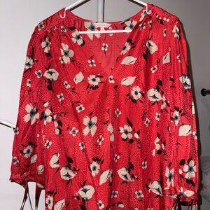 Rebecca Taylor Red Floral Blouse
